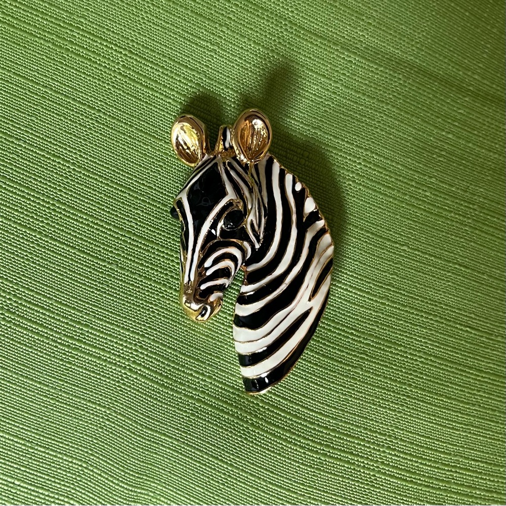 Vintage zebra brooch